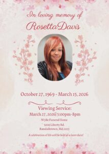Rosetta Davis Baltimore, Maryland Death, Obituary
